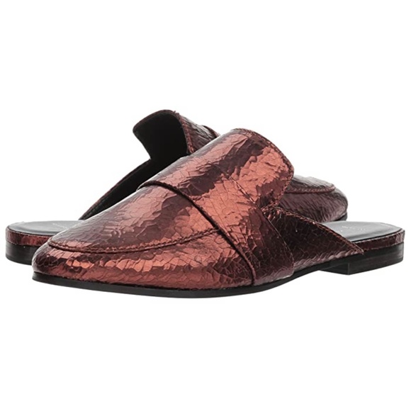 Kennel & Schmenger Tara Metallic Leather Flat Mule Slip-On Loafers Luxury Shoes - Picture 4 of 13